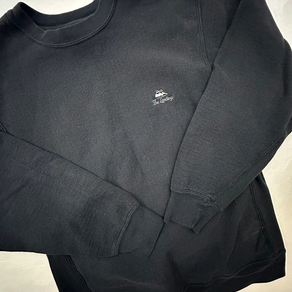 Sudadera De Colección The Landings Para Hombre Pequeña Negra Savannah GA Preppy Golf Desteñida Foto 2 de 4