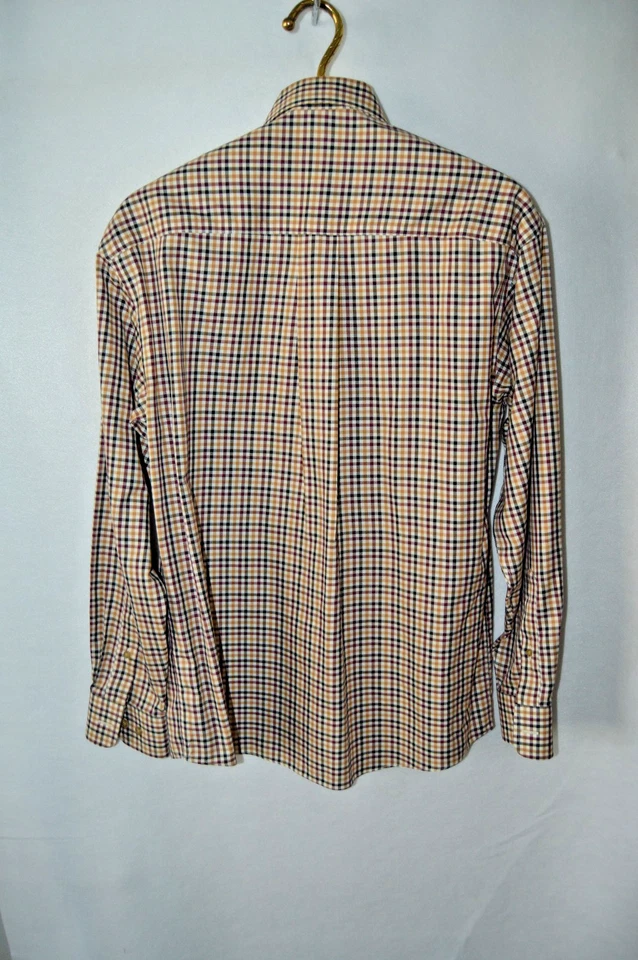 Camisa de vestir Enro para hombre dorada a cuadros talla M manga larga algodón Foto 2 de 4