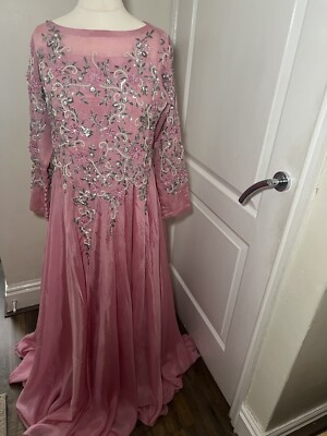 2 Piece Bespoke Pink pakistani long maxi dress Size Medium | eBay UK