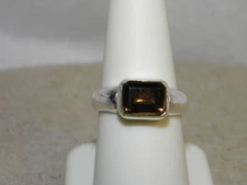 BOMA Sterling Silver Smoky Quartz Band Ring Size 8