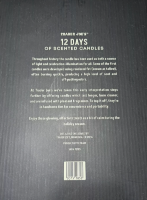 Trader Joe's 12 Days of Scented Candles Advent Calendar Special