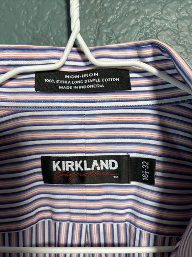 Kirkland Signature Men's Long Sleeve Button Up Shirt, Multi Stripes, 16.5 32 - Picture 6 of 12