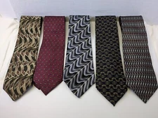 Lot of 5 Neck Ties Multiple Brands Patterns Gently Used Condition #13