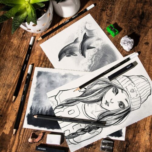 Kit schizzi da disegno completo con matite, bastoncini antracite, quaderno da schizzi e altro - Foto 6 di 7