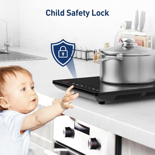 Induktionskochfeld 1 Platte Schwarz – 2100W, Timer, Kindersicherung - Bild 8 von 10