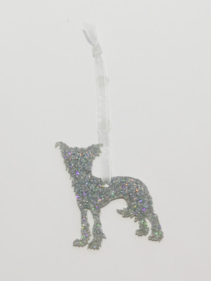 Chinesischer Wappenhund Stil eine Glitzer Weihnachtsdekoration - 11 Farben zur Auswahl.