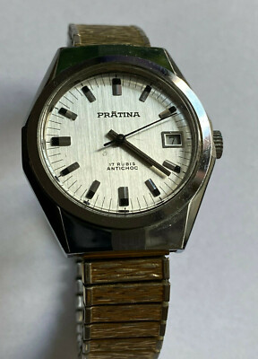 Prätina 17 Rubis mit Datum Handaufzug Vintage Herrenuhr Werk