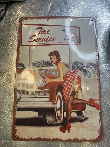 Man Cave Sign Tire Service Pin Up - 第 1/6 張圖片