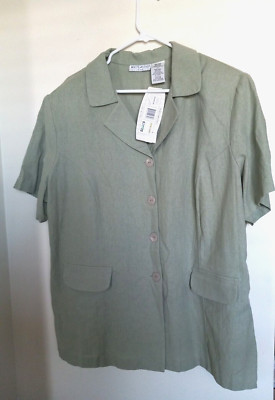 White Stag women's 22-24W Sage Green Jacket shirt button up short sleeves NEW