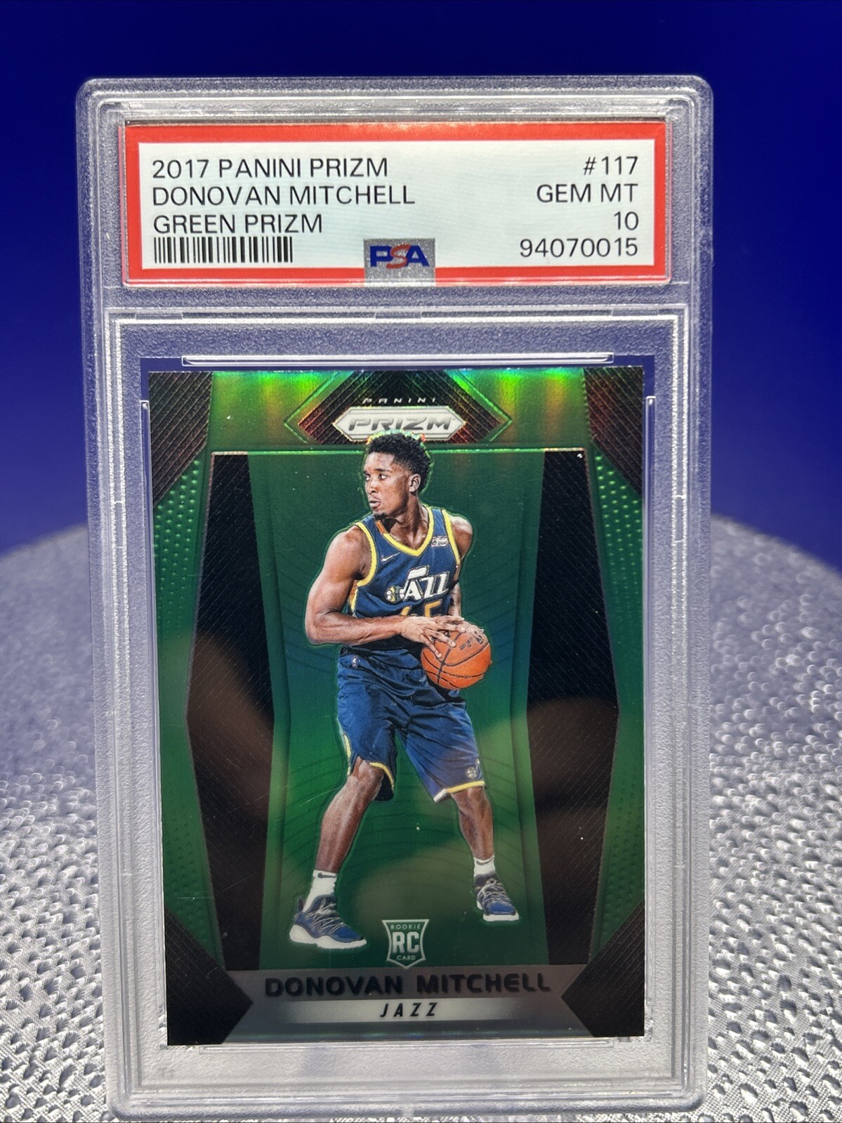 Donovan Mitchell 2017 Panini Prizm #117 GREEN PARALLEL ROOKIE RC PSA 10