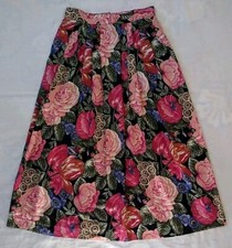 VTG Womens Floral Midi Pleated Skirt A-Line Pocket Boho 26" Waist Multicolor USA