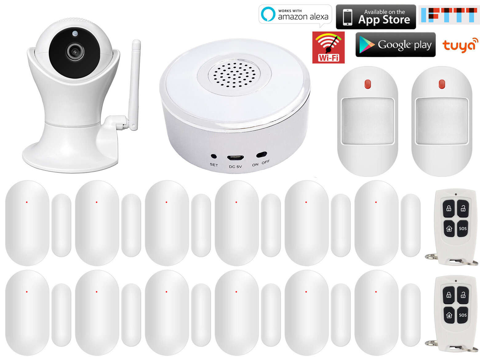 W11 WiFi TUYA APP Wireless Smart Home Security Alarm Burglar System+IP HD Camera