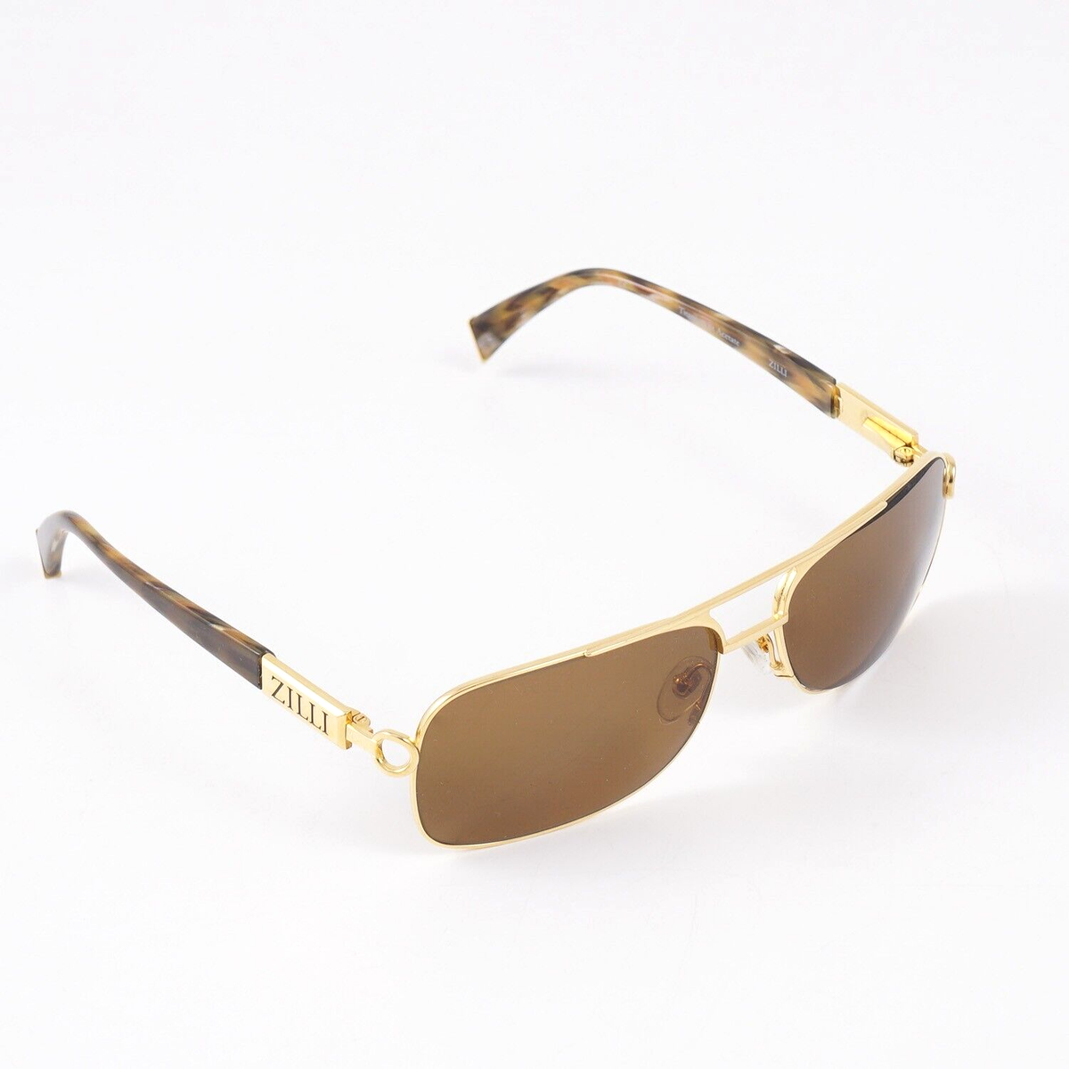 Zilli 'Nigel' 24K Gold-Plated Titanium and Tortoiseshell Acetate