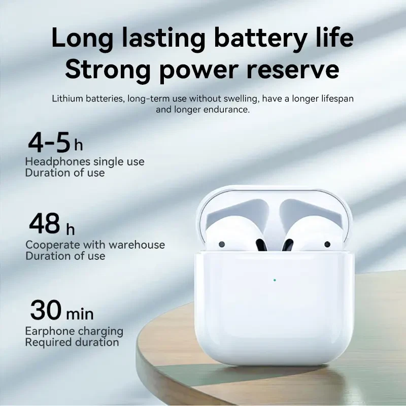 Cuffie Auricolari Bluetooth Pro 4 TWS Wireless Bianche – Compatibili 🎧🔊 - Bulk - Immagine 2 di 4