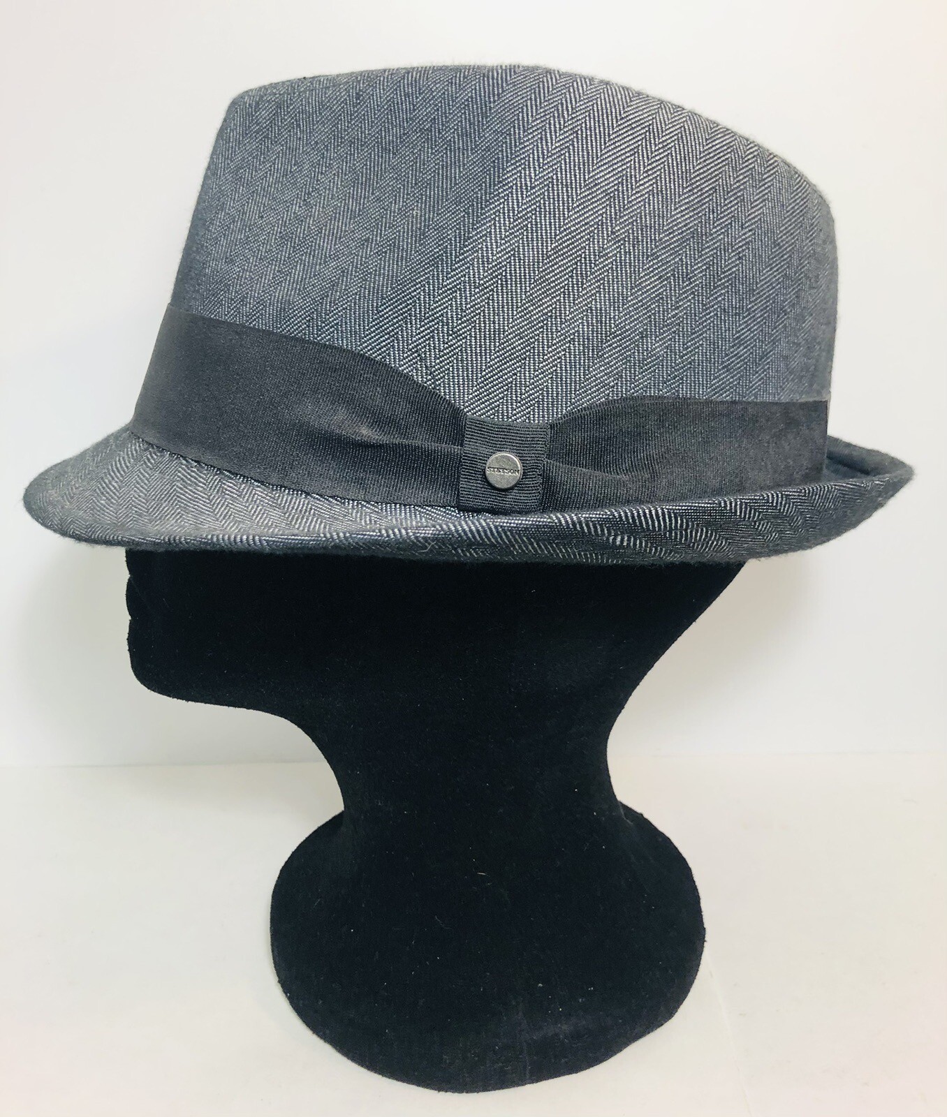 Stetson All American Fedora Medium Gray Herringbone Wool Blend Hat with Band-image