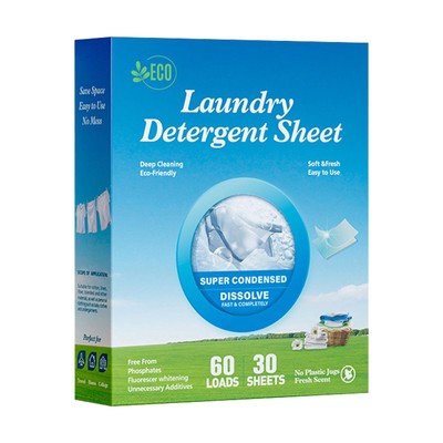 Laundry Detergent Sheets Zero Waste Fresh Scent Concentrated for Deep Cleaning