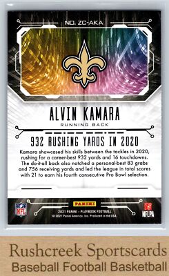 2021 Panini Playbook #ZC-AKA Alvin Kamara Saints Zoning Commission
