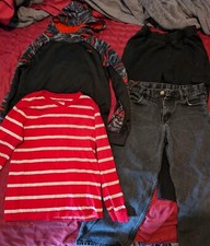 4 Pc Boys Lot Size 10-12 M L XL 14-16 Long Sleeve Shirt Hoodie Denim Jeans lot