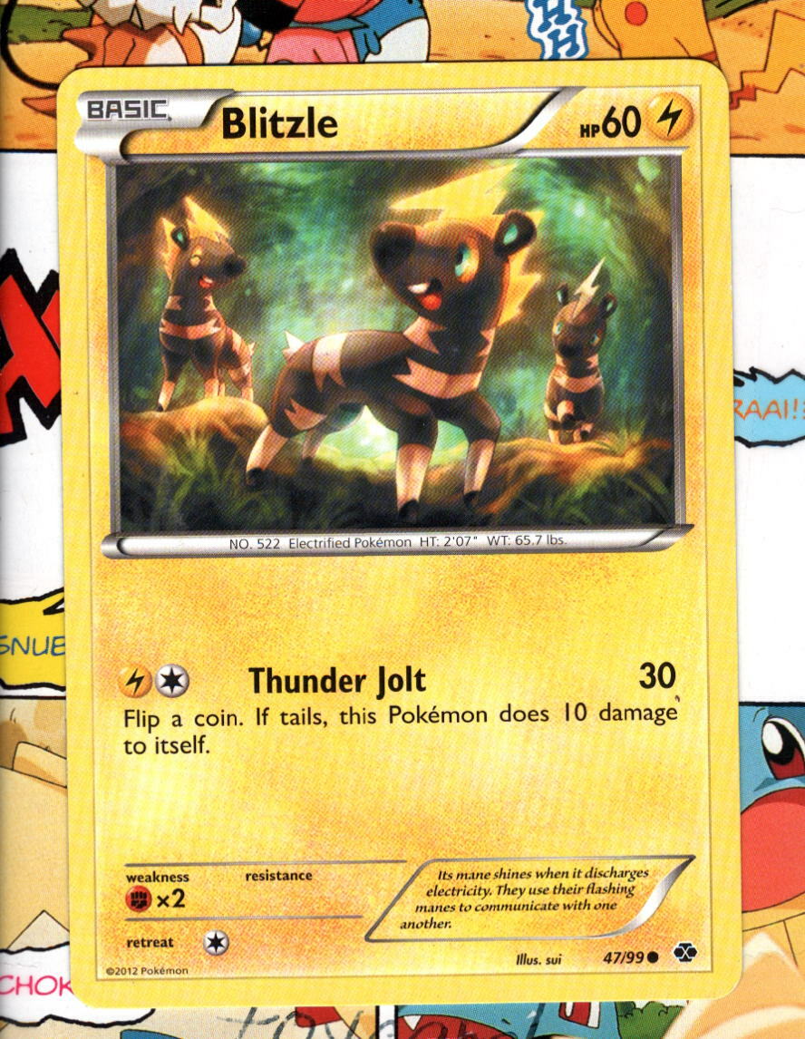Pokemon TCG Blitzle 47/99 Next Destinies Common LP/NM Uncenter Print