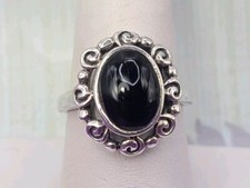 Designer SE Sterling Silver 925 Oval Black Onyx Ring sz 8