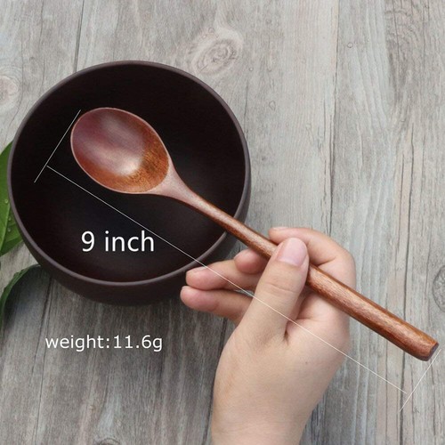 12PZ Cucchiai Legno Zuppa Eco Friendly Servizio Tavola Giapponese Ellisse Naturale Legno - Foto 8 di 10
