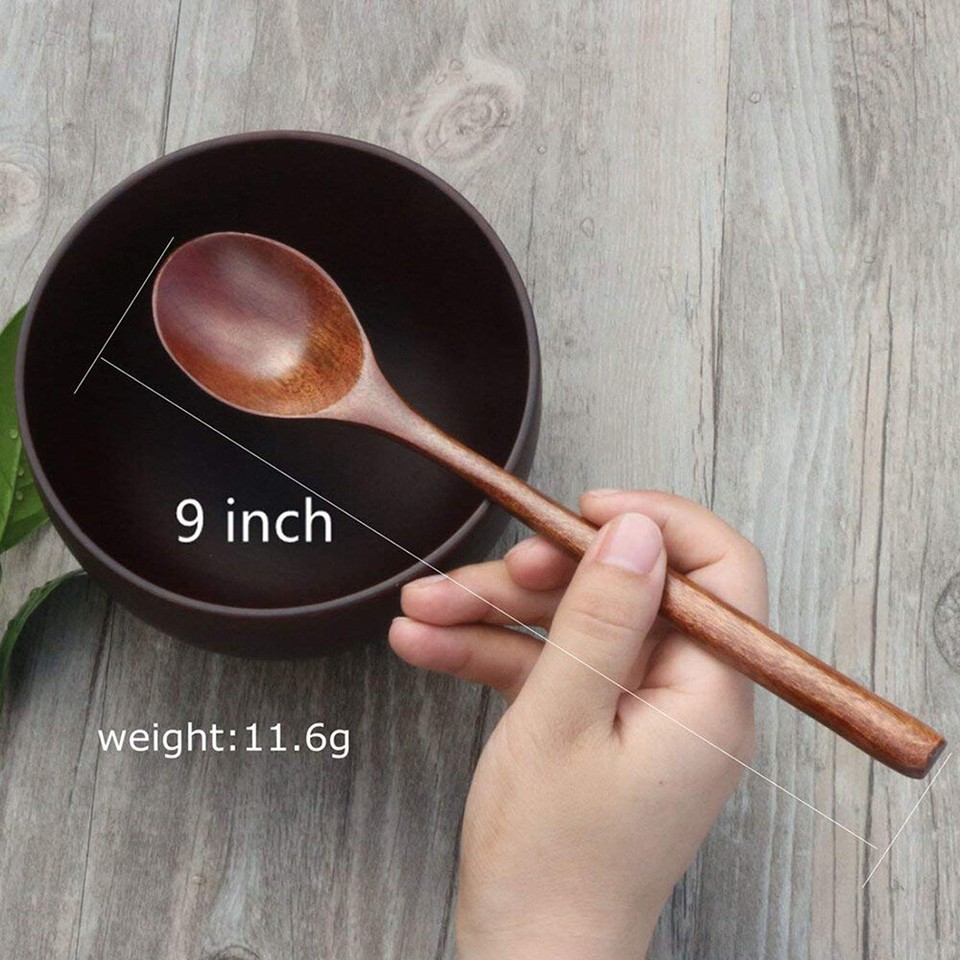 6Pcs - Wood Spoons Soup Eco Friendly Japanese Tableware Natural Ellipse