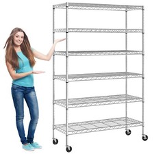 Wire Shelving Unit, Adjustable 6 Tier Storage Metal Shelf Rack, 2100lbs Capacity