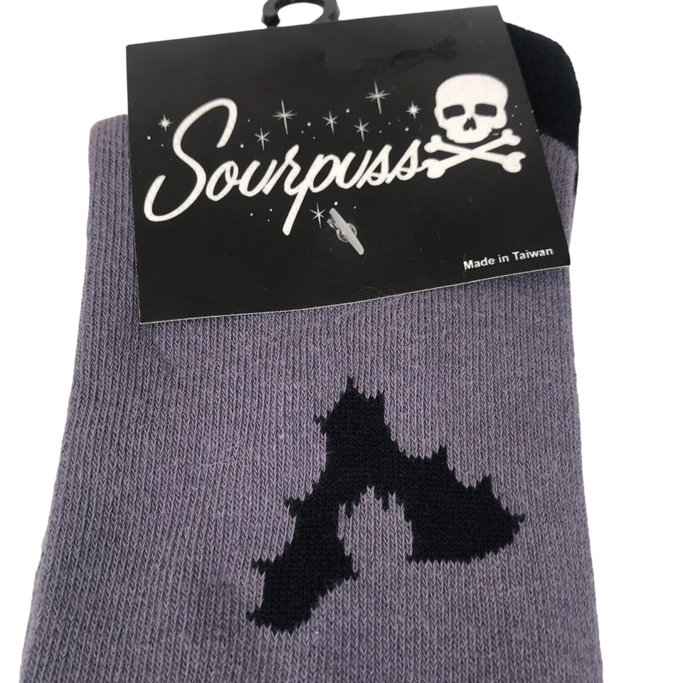 Calcetines hasta la rodilla Sourpuss grises y negros murciélagos vampiro gótico punk emo metal grunge Foto 4 de 4