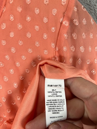 Modern Attraction Tops Womens Small Shirt NWT Coral Pink Textured Dots Blouse - Picture 9 of 9