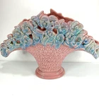 Basket Vase Royal Haeger Art Pottery R386 Mauve Agate 9" tall