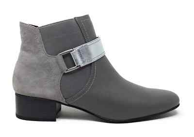 LOGO By Lorie Goldstein Womens Buckle Detail Ankle Boot Grey Combo Size 9 M US