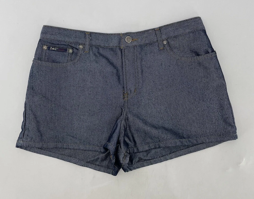 Pantalones Cortos De Colección LEI Junior Para Mujer Azul Metálico Brillante Elástico Talla 13 Y2K Años 90’s Foto 4 de 4