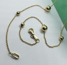 14k Hollow Gold Station Bead Chain Necklace Bead 6mm Wide Chain 1mm/16" 18" 20"