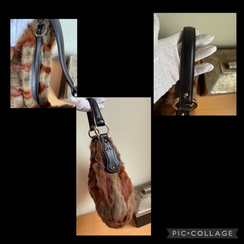 FENDI FUR LEATHER HOBO SLOUCHY SHOULDER BAG ITALY - Picture 8 of 12