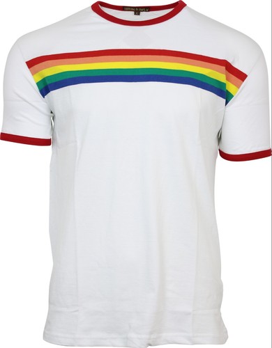 Mens Run \u0026 Fly White Ringer Retro Indie 