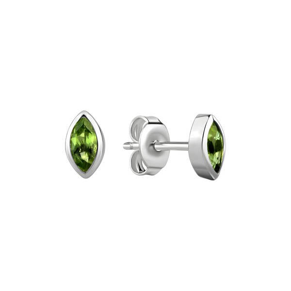 Ohrschmuck Ohrstecker Aus 925 Sterling Silber Rhodiniert Glanz 2 Peridot V-image