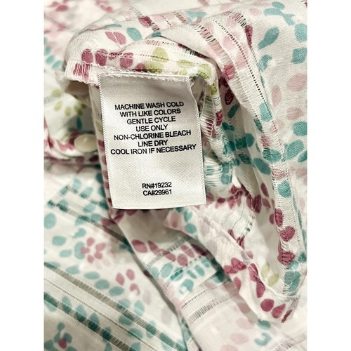 Alfred Dunner Button Down Shirt w Camisole-Paisley Flower-Size 14-White Teal - Picture 9 of 9