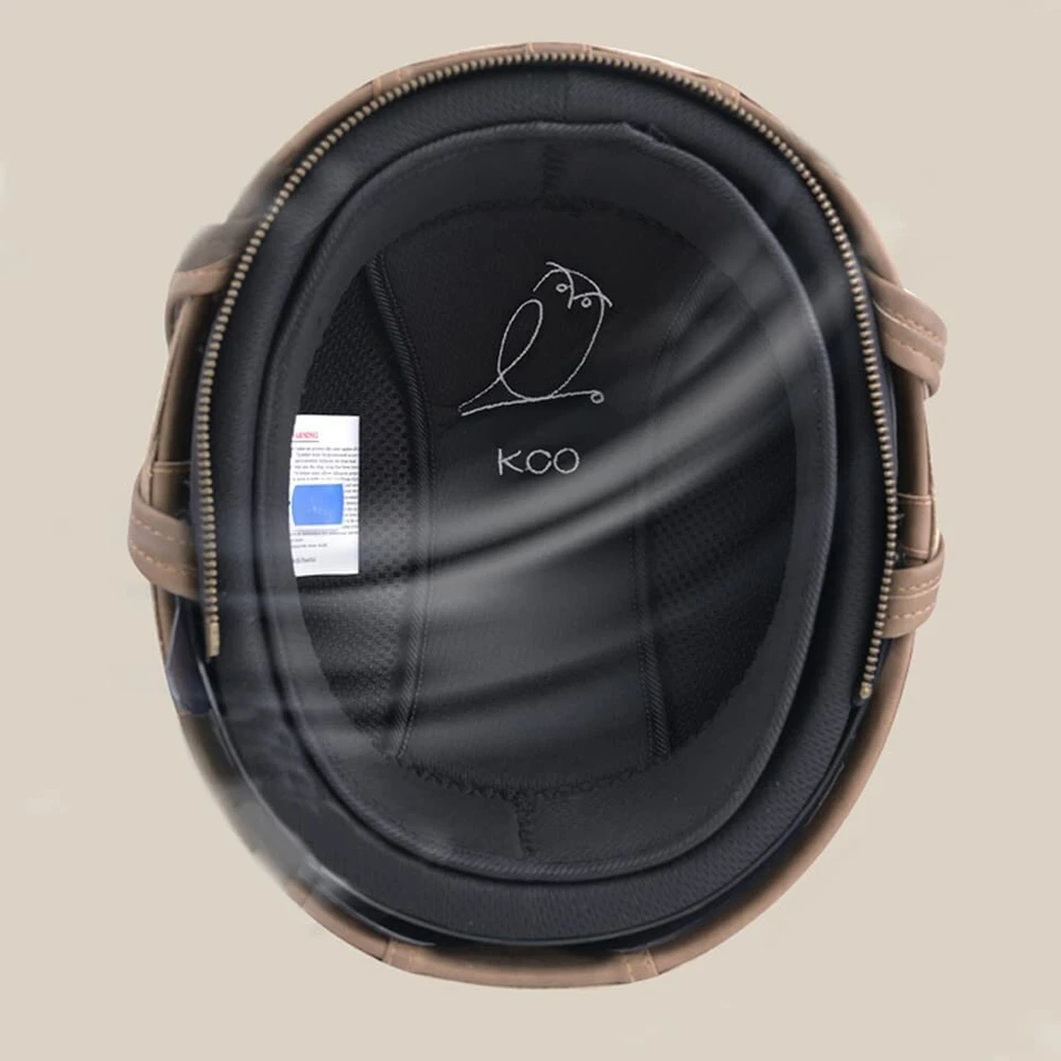 Винтажный кожаный мотоцикл ретро половина шлем скутер велосипед круизер с очками - Изображение 4 из 4