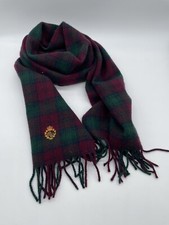 VTG Lauren Ralph Lauren Lambswool Scarf Scotland Wine/Green Herringbone