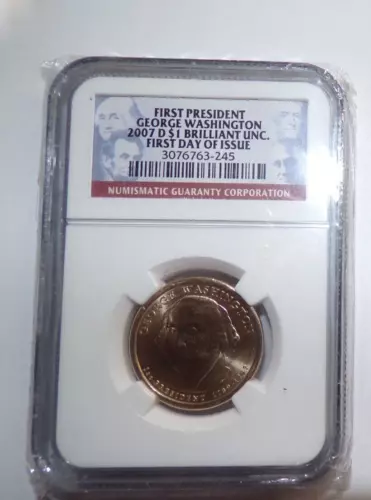 2007 D PRESIDENTIAL DOLLAR GEORGE WASHINGTON NGC BRILLIANT UNC  FIRST DAY ISSUE