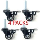 4 pc 1.5 in. Casters Heavy Duty Swivel Threaded Stem Caster Wheels with Brake