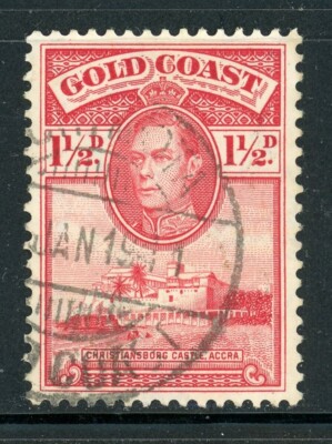 GOLD COAST 117a SG122 Used 1938-41 1&1/2p KGVI Definitive Castle Perf ...