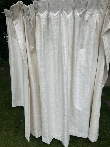 2 Vintage 70er Mid Century Modern MCM Webgardinen Panel Beige 51” Breit 61” Lang