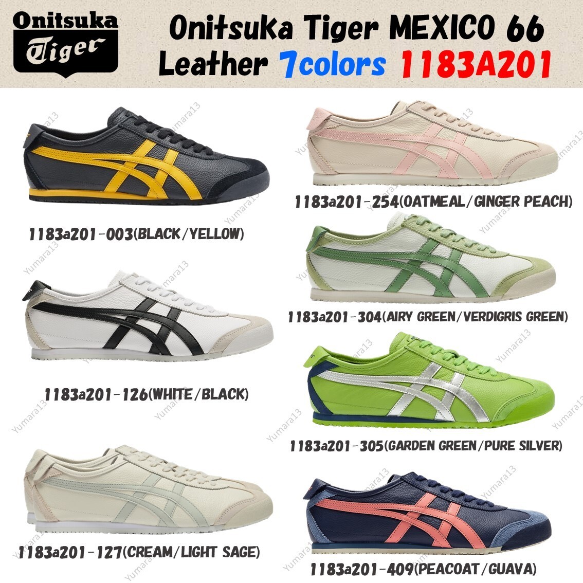 Onitsuka Tiger MEXICO 66 Leather 9colors 1183A201 Unisex Onitsuka Tiger MEXICO 66 Leather 9colors 1183A201 Unisex