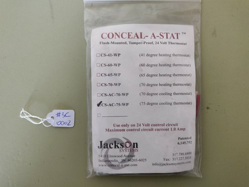 Termostato Jackson Systems CS-75-WP Ocultar-A-Stat 24V calefacción 75° - Nuevo - Imagen 2 de 4