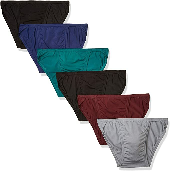 Pack de 6 sous-vêtements brefs pour hommes Hanes confort doux flex coupe  bikini couleurs assorties