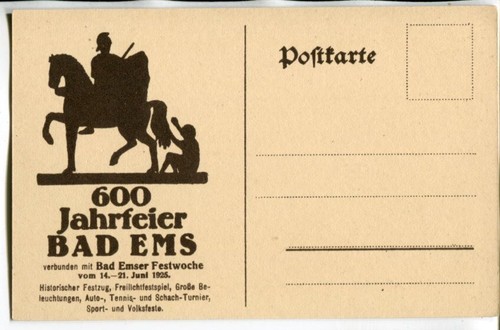AK Bad Ems,600 Jahr-Feier,Kurhaus 1624, Festkarte 1925 - Picture 2 of 2