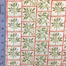 Debbie Mumm Green Vine Cotton Fabric Cream Red 44" Wide Yard