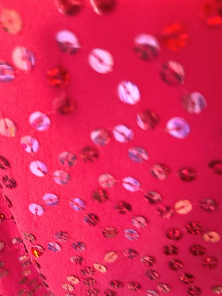 Roaman’s Talla 18 W 100% Seda Rojo Cuentas Secuencia Top Flitter Cuello en V Forrado Foto 3 de 4