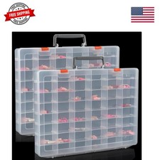 2 Packs Large 48 Grids Clear Plastic Organizer Boxes with Dividers  Adjustab...